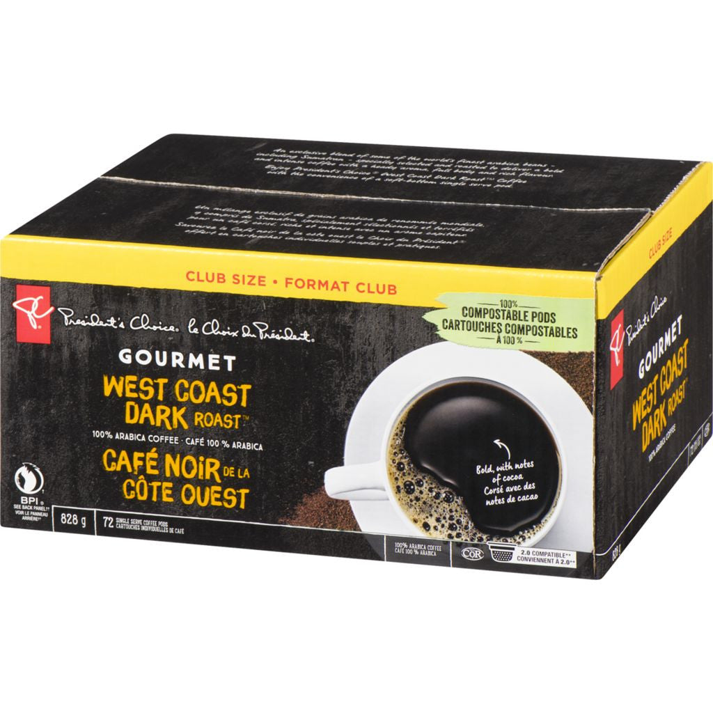 President's Choice Single Serve Keurig Pods, Gourmet West Coast Dark Roast, 72ct (Imported from Canada)